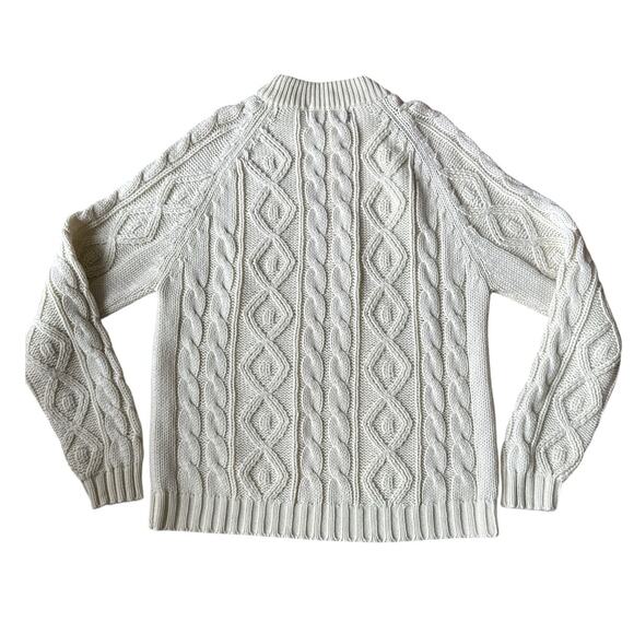 Vintage Macy’s Men’s Store Cable Knit Fisherman Sweater Cream 70s Taiwan L - Picture 3 of 14